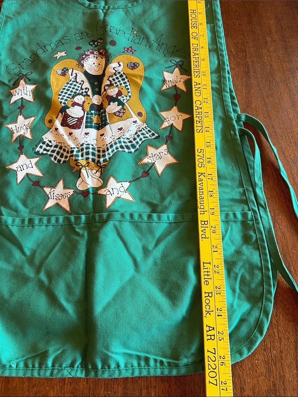 vintage grandma's guardian Angel Apron Vest tie sides front pockets one size
